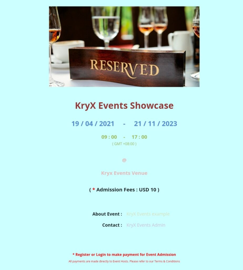 Kryx Events Customize Event Registration Page